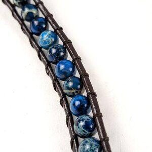 Brown Leather Natural Stone Beaded Necklace